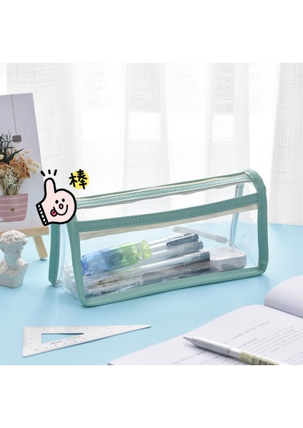 Gökyüzü Mavi Sevimli Çift Katmanlı Büyük Kapasiteli Su Geçirmez Şeffaf Kalem Kutusu Çanta Okul Kız Için Kawaii Pembe Taşınabilir Kalem Kutusu Kırtasiye (Yurt Dışından) modelleri