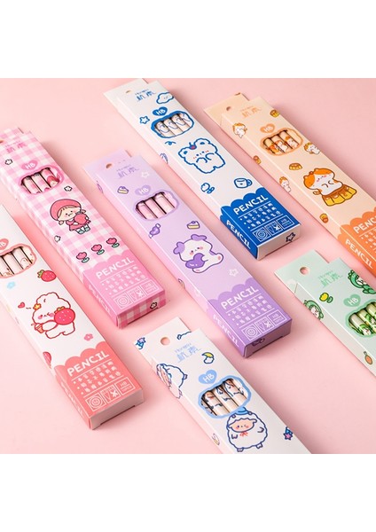 OSS24000QB4 10 Adet/takım Karikatür Kawaii Tavşan Ayı Desen Kalem Öğrenciler Için Yazma Araçları Hb Kalem Silgi Seti Kırtasiye Hediye (Yurt Dışından) fiyatları