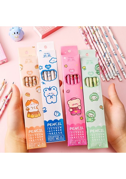 OSS24000QB4 10 Adet/takım Karikatür Kawaii Tavşan Ayı Desen Kalem Öğrenciler Için Yazma Araçları Hb Kalem Silgi Seti Kırtasiye Hediye (Yurt Dışından) modelleri