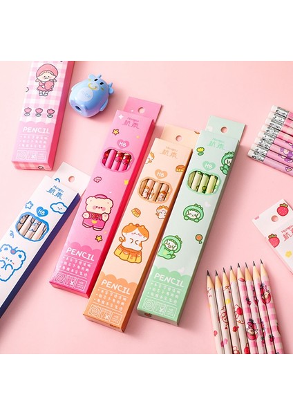 OSS24000QB4 10 Adet/takım Karikatür Kawaii Tavşan Ayı Desen Kalem Öğrenciler Için Yazma Araçları Hb Kalem Silgi Seti Kırtasiye Hediye (Yurt Dışından) fırsatları