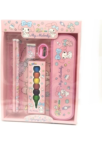 Melody Sanrio Kırtasiye Seti Cinnamoroll Melody Kuromi Karikatür Öğrencileri Okul Malzemeleri Kurşun Kalem Silgisi Kalem Çanta Seti Kırtasiye Hediye Kutusu (Yurt Dışından)