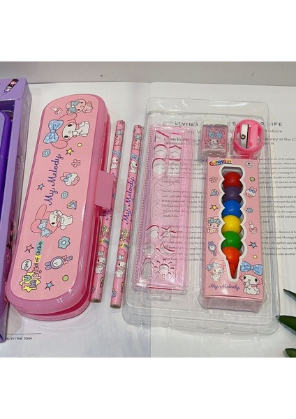 Melody Sanrio Kırtasiye Seti Cinnamoroll Melody Kuromi Karikatür Öğrencileri Okul Malzemeleri Kurşun Kalem Silgisi Kalem Çanta Seti Kırtasiye Hediye Kutusu (Yurt Dışından) indirimleri
