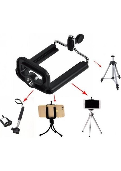 4 Adet Tripod Bağlantılı Selfie Çubuğu Telefon Tutucu Aparat