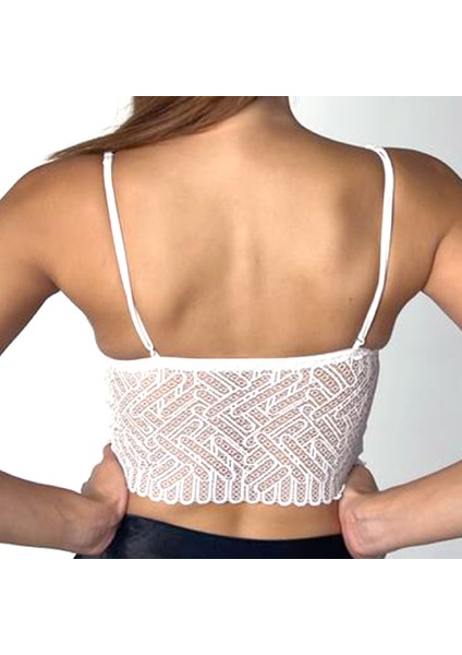 Kadın Beyaz Dantelli Şık Bralet