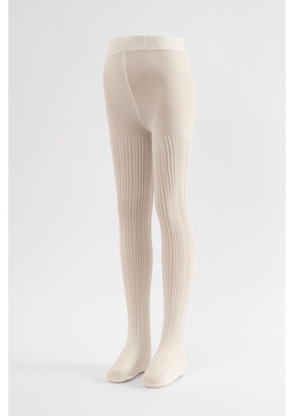 Desenli Çocuk Külotlu Çorap Ekru fırsatları