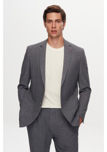 Slim Fit Gri Baskılı Kırışmayan Sihirli Takım Elbise 1HC05IM02577M fiyatları