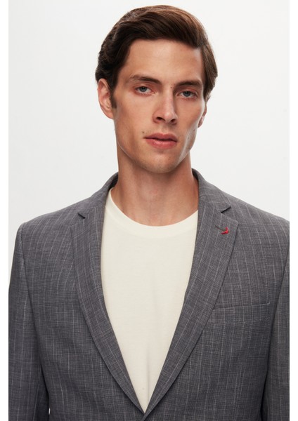 Slim Fit Gri Baskılı Kırışmayan Sihirli Takım Elbise 1HC05IM02577M fırsatları