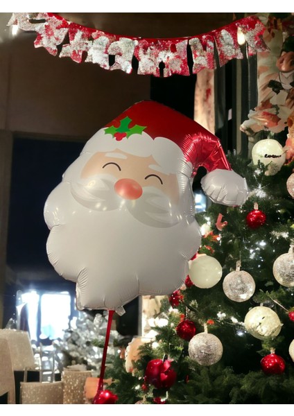 Yılbaşı Noel Baba Folyo Balonu Yılbaşı Süsleri Noel Baba Şekilli Balon 45 cm Yeni Yıl