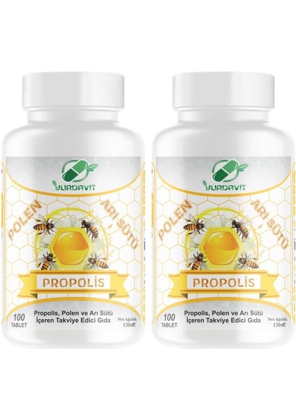 Arı Sütü Propolis Polen 575 mg 2 x 100 Tablet