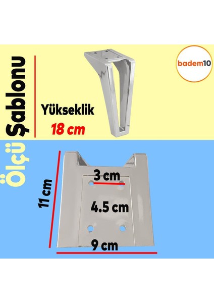 Penta 6'lı Set Mobilya Tv Ünitesi Çekyat Koltuk Kanepe Destek Ayağı 18 cm Krom Ayak M8 Civatalı