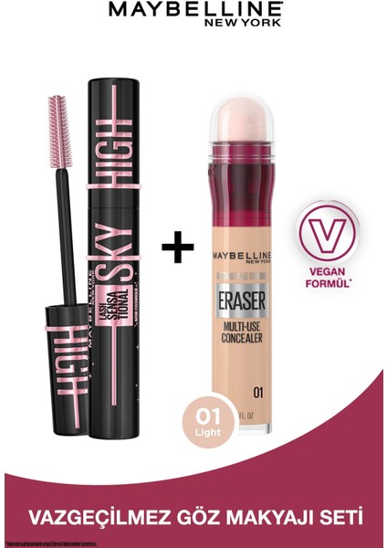 Maskara Sky High Cosmic Black ve Eraser Multi Use Concealer 01 Light fiyatları