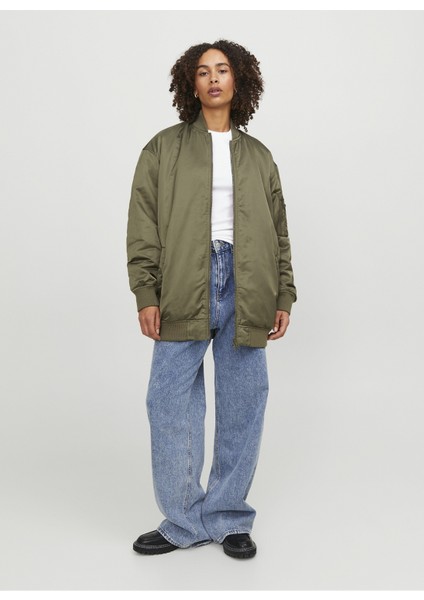 Koyu Yeşil Kadın Mont Jxhaıley Long Bomber Otw
