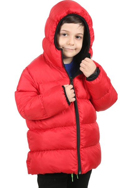 Erkek Çocuk Kırmızı Içi Polarlı Kapüşonlu Su Geçirmez Rüzgara Dayanıklı Şişme Kışlık Mont & Kaban fiyatları