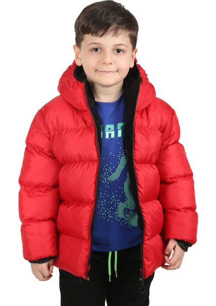Erkek Çocuk Kırmızı Içi Polarlı Kapüşonlu Su Geçirmez Rüzgara Dayanıklı Şişme Kışlık Mont & Kaban modelleri