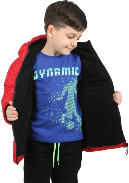 Erkek Çocuk Kırmızı Içi Polarlı Kapüşonlu Su Geçirmez Rüzgara Dayanıklı Şişme Kışlık Mont & Kaban fırsatları