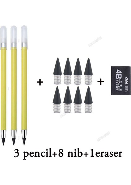3 Kalem Sarı Set 12 Adet/takım Mürekkepsiz Öğrenci Kalem/uç Sınırsız Yazma Hiçbir Mürekkep Hb Silinebilir Kauçuk Hiçbir Bileme Kalem Malzemeleri Okul Kırtasiye (Yurt Dışından)