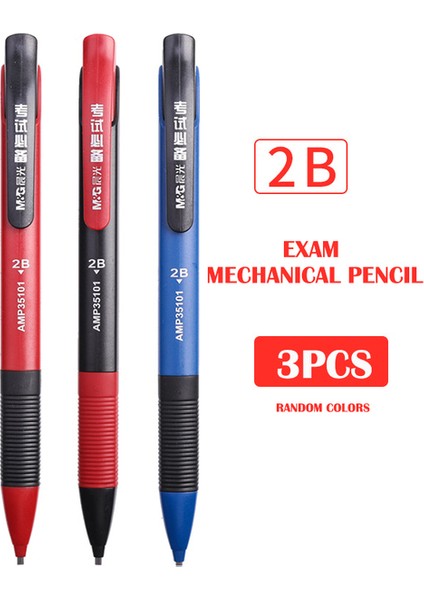 35101 3 Adet Mg 2b Sınavı Kırtasiye Seti Mekanik Test Kalemi 0.9mm Kalem Yedekler Cetvel Silgi Seti Sınavlar Çizim Için Otomatik Kalem (Yurt Dışından)