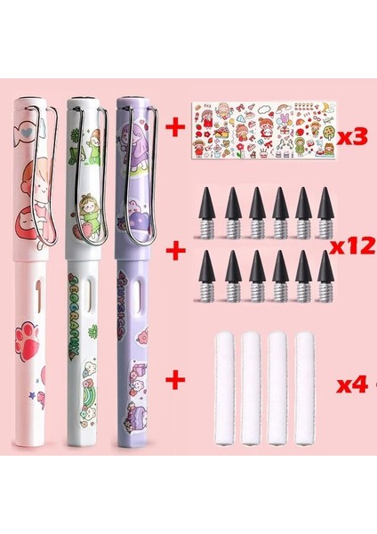 22 Pcs SET18 Kawaii Ebedi Renkli Kurşun Kalem Seti Sınırsız Yazma Çocuklar Için Sanat Sevimli Kalem Bileme Olmadan Çizim Okul Malzemeleri Kırtasiye (Yurt Dışından)