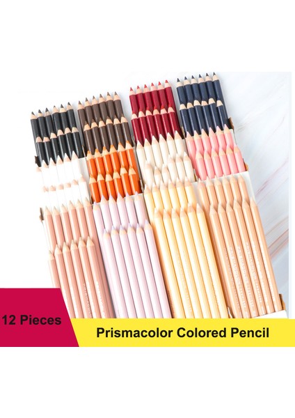 12 Adet PC938 12 Adet Prismacolor Renkli Kalem Siyah Beyaz Ten Renkleri Profesyonel Vurgulamak Eskiz Kalemleri Grafit Sanatçı Çizim Harmanlama (Yurt Dışından)