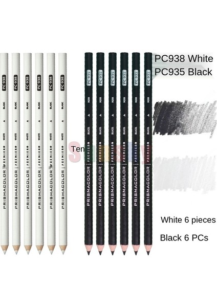 PC938 6pc Prismacolor Premier Renkli Kalemler, Yumuşak Çekirdekli 4.0mm, Beyaz Siyah PC935 PC938 Cilt Tek Renkli Kalemler, Sanford Sanatçı Kalemleri (Yurt Dışından)