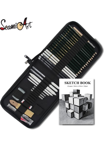 36PC Siyah Çanta Seamiart 29/36PCS Kömür Kalemler ile Profesyonel Boyama Eskiz Seti 6H-12B Sanat Tedarikçileri Için Kanvas Çanta Çizim Araçları (Yurt Dışından) modelleri