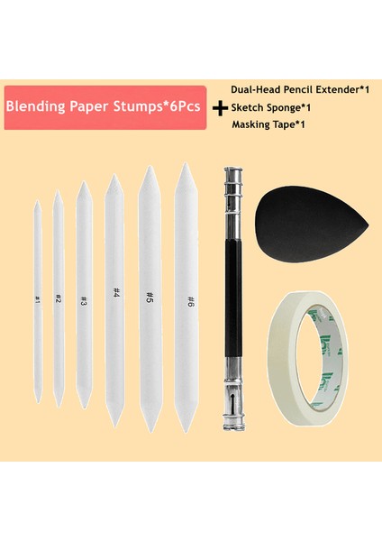 9 Adet Değer Seti Karıştırma Kütükler ve Tortilyonlar Kağıt Sanat Karıştırıcılar Zımpara Kalemtıraş Pointer Sanatçı Için Kömür Kroki Çizim Araçları (Yurt Dışından)