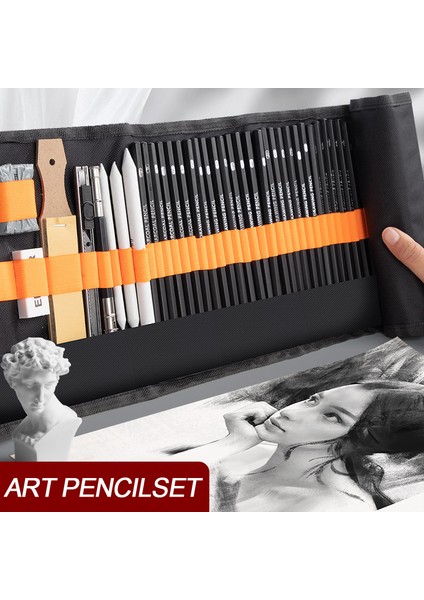 Pro (47 Parça) 27/38/47 Parça Eskiz Kalem Seti Roll Up Kanvas Kalem Çantası Sanat Çizim Boyama Kömürler Yoğurma Silgi Eskiz Seti (Yurt Dışından) fiyatları