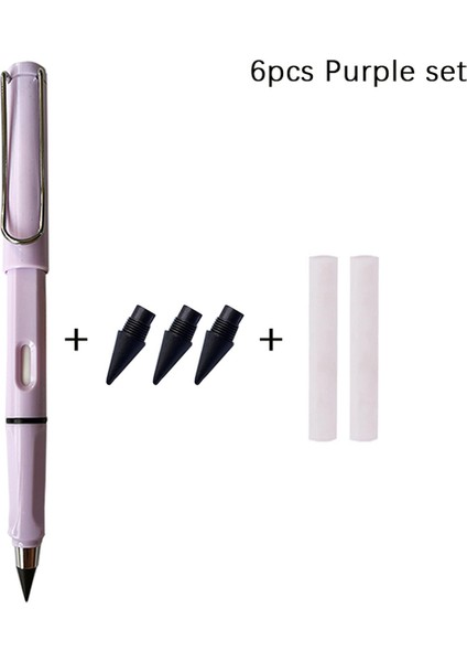 6 Adet Mor Set 6 Adet/takım Renkli Ebedi Kalem Seti 2b Sanat Kroki Boyama Sınırsız Yazma Kalemler Sihirli Silinebilir Yedekler Okul Malzemeleri (Yurt Dışından)
