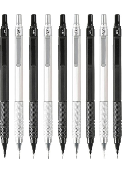 0.7mm Set 0.3 0.5 0.7 0.9 2.0mm Tam Metal Mekanik Kalem Seti Sanat Kroki Hb Geri Çekilebilir Uç Okul Yazma Kalem Hediye Kırtasiye Talepleri (Yurt Dışından) indirimleri