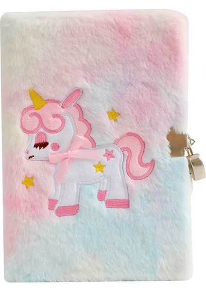 Mc Unicorn A5 Peluş Defter Kilitli Günlüğü Kitap Çocuk Öğrenci Okul Kırtasiye Hediye Gündem Planlayıcısı Organizatör Not Defteri (Yurt Dışından)