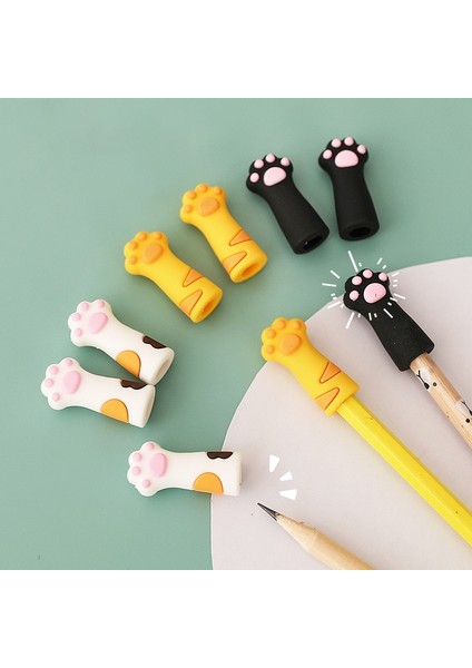 D-3 Adet Rastgele 3 Adet Sevimli Kedi Pençe Kalem Kapağı Silikon Dokunmatik Kalem Kapağı Kawaii Kalem Genişletici Kore Kırtasiye Çocuklar Hediyeler Okul Ofis Malzemeleri (Yurt Dışından)