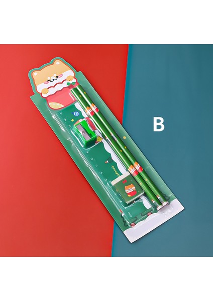 B 5 Adet Noel Kırtasiye Seti Kalemtıraş Silgi Cetvel Seti Hediye Çocuklar Için Okul Ofis Yazma Malzemeleri (Yurt Dışından)