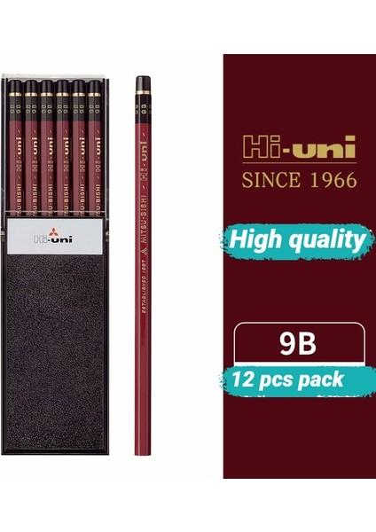 9b 12 Adet Set Uni Mitsubishi HI-12PCS/LOT Uni Ahşap Kalem Profesyonel Yüksek Kaliteli Kroki Çizim Kalemleri Her Kutu Okul Ofis Arzı (Yurt Dışından)