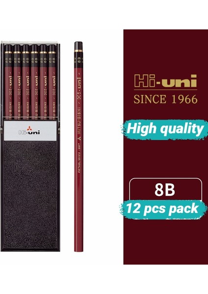 9b 12 Adet Set Uni Mitsubishi HI-12PCS/LOT Uni Ahşap Kalem Profesyonel Yüksek Kaliteli Kroki Çizim Kalemleri Her Kutu Okul Ofis Arzı (Yurt Dışından)