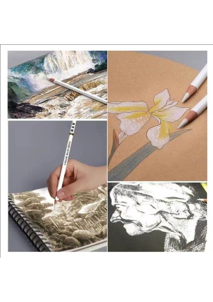 Kalem Seti Profesyonel Kroki Kömür Çizim Seti Aracı 15 Kömür Karışık Renkli Ahşap Beyaz Kalem Fırça Acemi Grafiti Sanat Malzemeleri (Yurt Dışından) modelleri