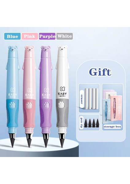 Beyaz Pembe 10 Ipucu Kawaii Kalem Ebedi Kalem 0.5mm Hb Dolum Hiçbir Bileme Karikatür Ayı Kalem Kapağı Çocuk Okul Malzemeleri Kırtasiye Hediye (Yurt Dışından) indirimleri