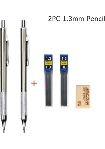 2 Adet 1.3mm Kalem 0.3 0.5 0.7 0.9 1.3 2.0mm Mekanik Kurşun Kalem Seti Tam Metal Sanat Çizim Boyama Otomatik Kurşun Kalem Ofis Okul Kaynağı (Yurt Dışından)