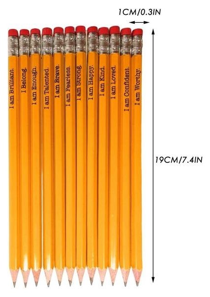 Ilham Verici Copywr Çocuklar Için Kalemler 12 Adet Motivasyon Kalemleri Bilenmiş Kalemler Yumuşak Doku Grafit Dolum Masif Ahşap Öğretim Ofisi Için (Yurt Dışından)