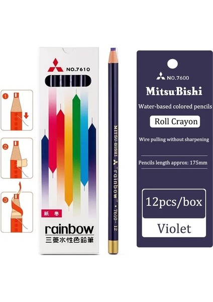 Su Menekşe 12 Adet Japonya Unı Renkli Kurşun Kalem Yağlı/su Bazlı Mum Boya El Gözyaşı Ücretsiz Boyama Renk Doldurma Özel Kroki Boyama Sanat Malzemeleri (Yurt Dışından)
