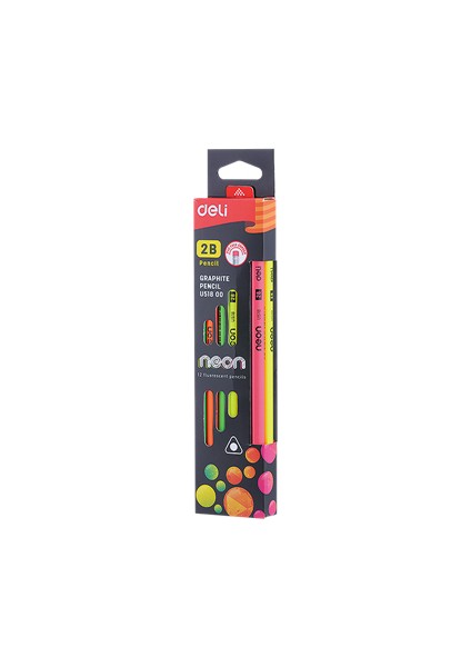 EU51800-2B Delı Grafit Kalem Parlak Neon Renk 12 Adet/paket Hb/2b Moda Öğrenci Hediye Kırtasiye Ahşap Yazma Kalemler (Yurt Dışından)