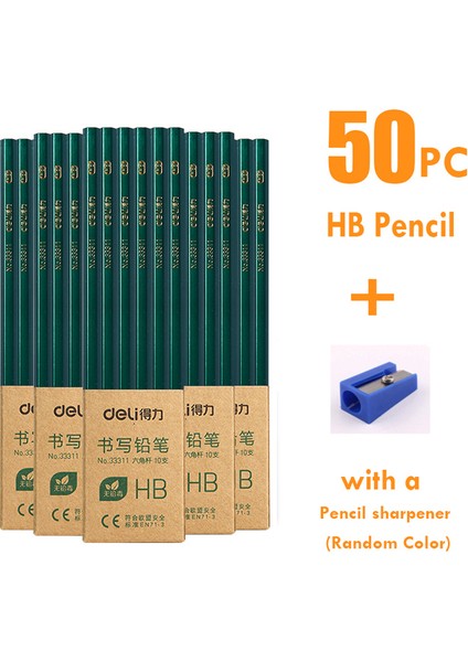 50PC Deli Kalem Hb Deli 50PC/LOT Kalem Seti Hb 2b Kroki Ahşap Kurşun Kalem Lápices Kırtasiye Yazma Çizim Okul Çocukları Için Öğrenci Boyama (Yurt Dışından)