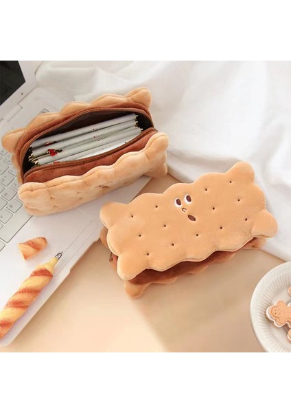 Mavi-L Kawaii Bisküvi Kalem Kutusu Çantası Kızlar Için Sevimli Kalem Kılıfı Kutusu Büyük Kapasiteli Peluş Öğrenci Geri Okul Malzemeleri Kore Kırtasiye (Yurt Dışından) fırsatları