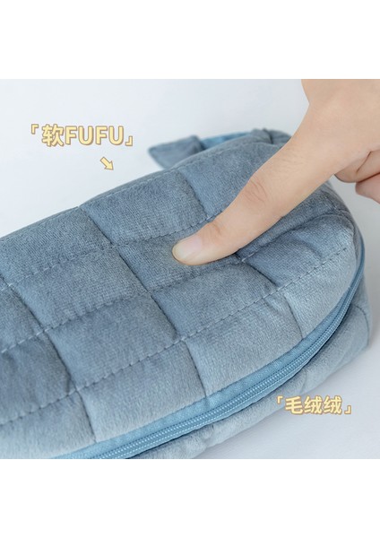 Mavi Japon Yastık Kalem Çantası Yüksek Değerli Krem Rengi Büyük Kapasiteli Fermuar Kırtasiye Kalem Kutusu Kız Makyaj Saklama Çantası Okul (Yurt Dışından)