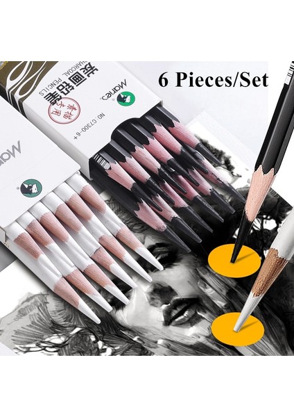 6 x Karışık 6 Parça/set Sanatçı Siyah Beyaz Kömür Kalem Seti Koyu Kağıtlar Renkli Karton Üzerinde Çizim Eskiz Gölgeleme Için (Yurt Dışından)
