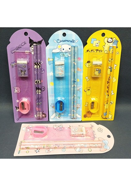 4 Adet Cinnamoroll 4 Adet Sanrio Kırtasiye Seti Kurşun Kalem Silgisi Cetvel Kawaii My Melody Kuromi Cinnamoroll Boyama Malzemeleri Öğrenci Kawaii Çocuklar Hediye (Yurt Dışından) fırsatları