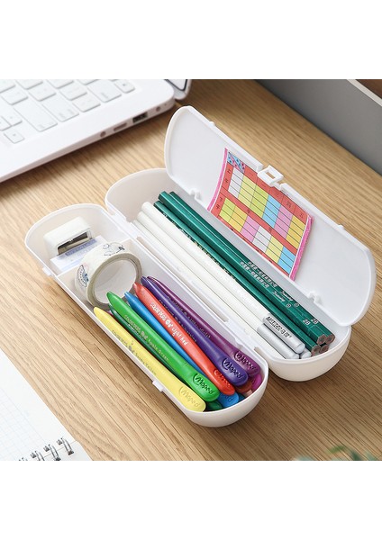 Açık Pembe Dairesel Çift Katmanlı Kalem Kutusu Sevimli Plastik Kalem Kutusu Kalem Kapsül Sevimli Kılıf Okul Malzemeleri Kırtasiye Macaron Renkler (Yurt Dışından) modelleri