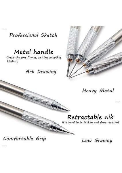 4 Adet 0.7mm Set Metal Mekanik Kurşun Kalem 0.3 0.5 0.7 0.9 1.3 2.0mm Öğrenciler Sanat Çizim Tasarım Hb Siyah Kurşun Seti Bakır Paslanmaz Çelik Malzemeler (Yurt Dışından)