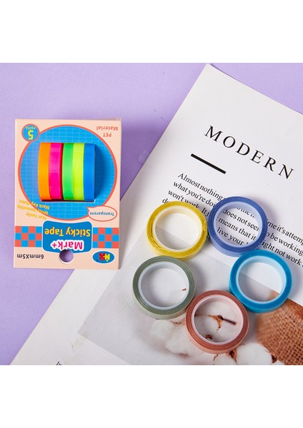 A3 5 Rolls/set 5 Renk Yapışkan Not Şeffaf Floresan Sekmeler Bayraklar Çıkartmalar Kırtasiye Çocuk Hediye Okul Ofis Malzemeleri (Yurt Dışından) modelleri
