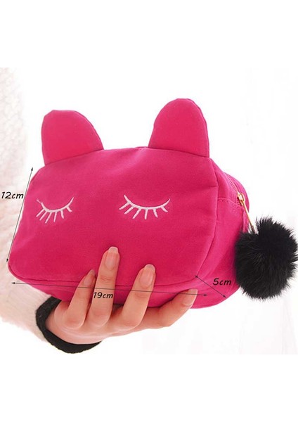 Kırmızı Şarap Sevimli Kedi Kalem Kutusu Okul Malzemeleri Peluş Kürk Topu Kızlar Için Kalem Kutusu Tüy Yumağı Kalem Çantası Kawaii Kalem Kutusu (Yurt Dışından)