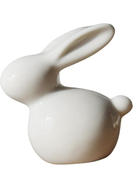Seramik Tavşan Heykelcik Paskalya Tavşanı Heykeli Dekoru Süs Hediye 6.5x7.3 cm (Yurt Dışından)